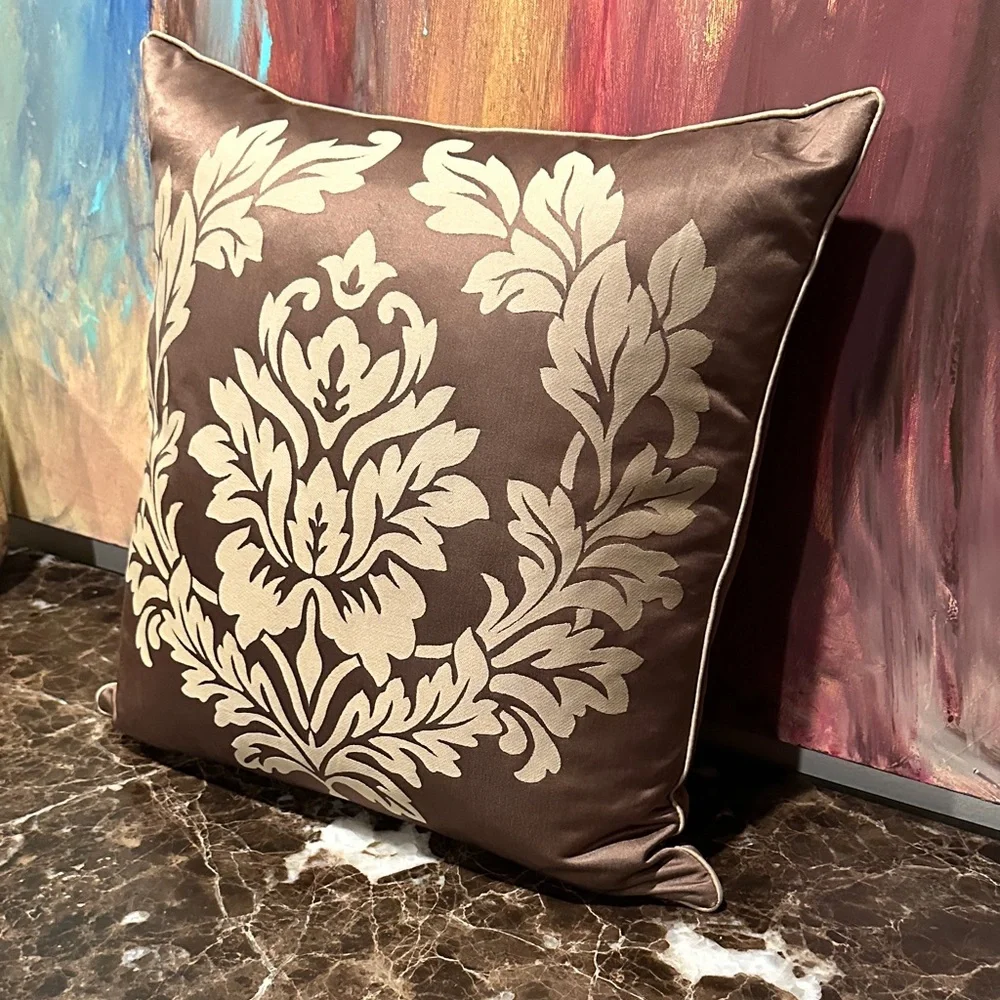 Restoration Hardware Brown and Cream Accent Down Pillow